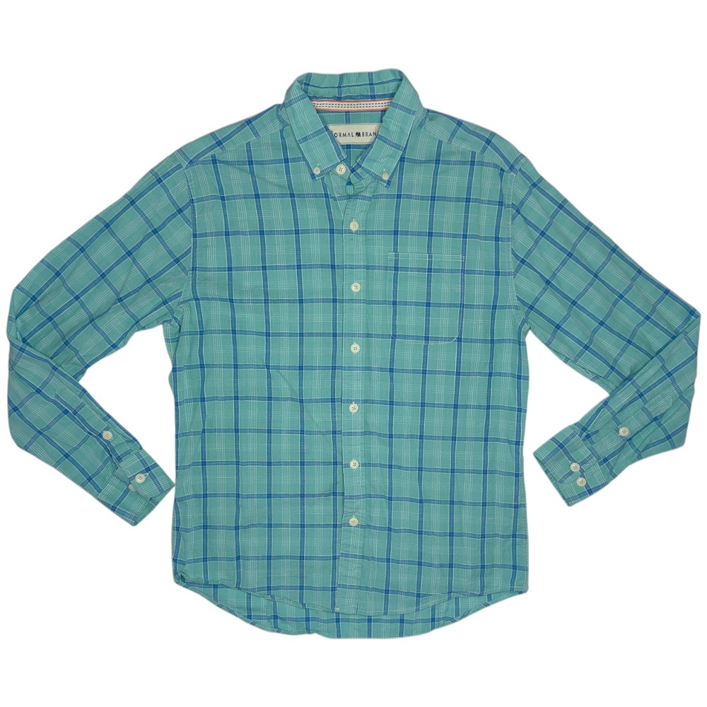 The Normal Brand‎ Mens M Nikko Plain Weave Button Down Long Sleeve Shirt Blue